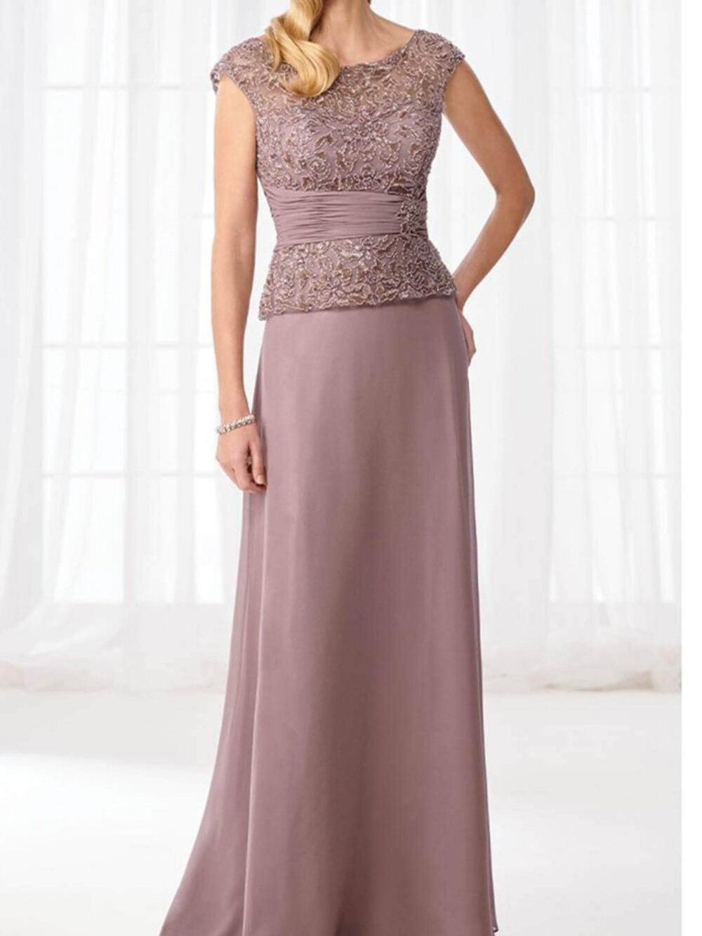 NWT Cameron Blake 114657 Mother of the Bride Dress Mink Size 8